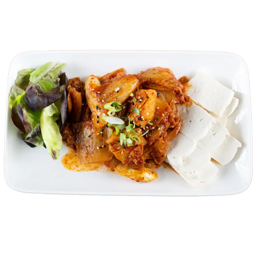 Kimchi Jeyuk Bokkeum mit Schweinebauch und Tofu